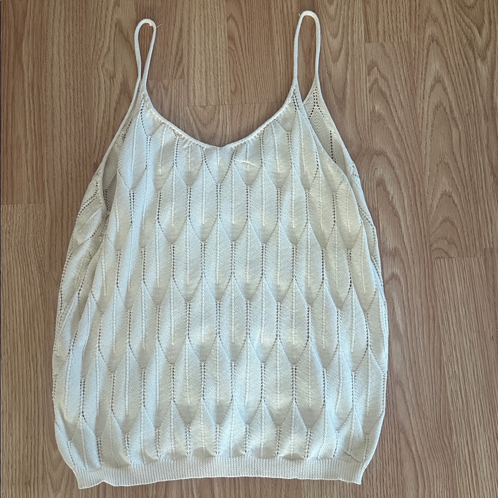 Off-White Knit Spaghetti Strap Top